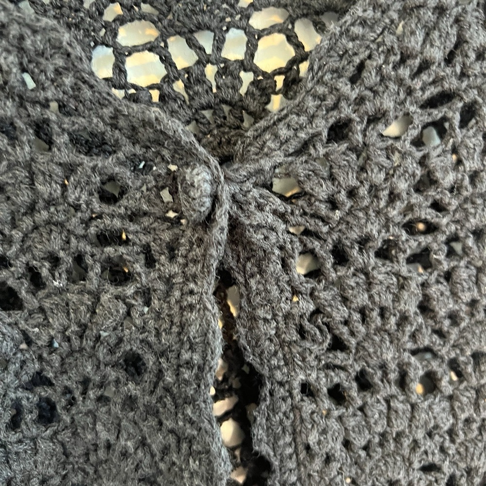 Vtg Granny Square Crochet Pull Over Black Sweater Top Women‎ L Boho Classy - Picture 6 of 9